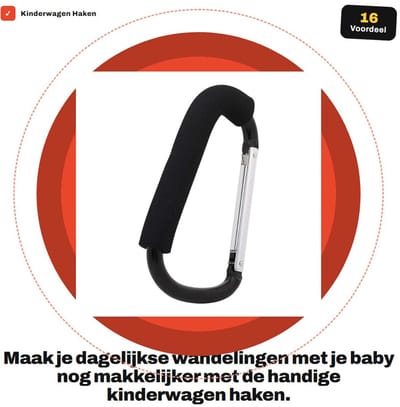 Dailygoods- Kinderwagenhaak Aluminiumlegering - Kinderwagenclip - Draagtas Hanger - Buggy Accessoire - Veilig en Sterk - 16 x 10 cm - Buggyhaak