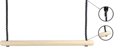 B-PLAY Trapeze Hout met PP Touw Zwart - Verstelbaar - Max 70 kg