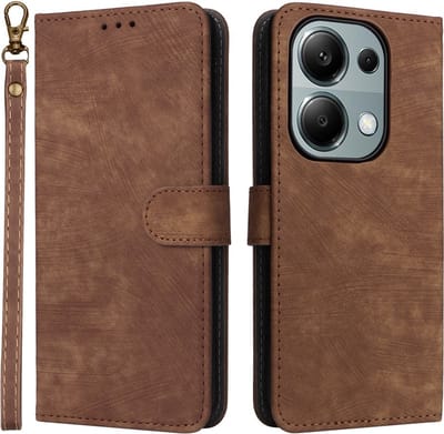 Coverup Hoesje - Geschikt voor Xiaomi Redmi Note 13 Pro 4G / Poco M6 Pro 4G Hoesje - Coverup Book Case met Koord - Bruin