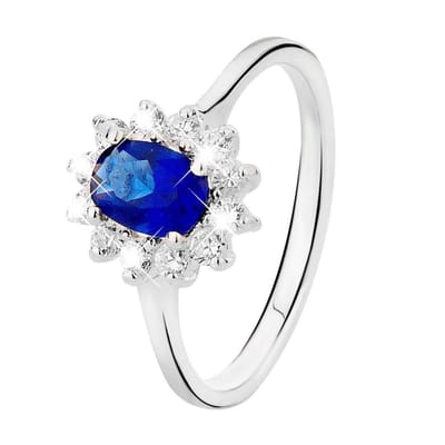 Lucardi Dames Zilveren ring met blauwe zirkonia - Ring - 925 Zilver - Zilverkleurig - 16.50 / 52 mm