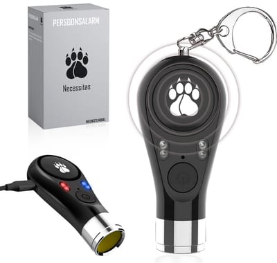 Necessitas ® Senioren alarm - Persoonlijk alarm - Persoonlijk alarm sleutelhanger - persoonsalarm - Alarmsysteem 140DB Geluid - Incl. Batterij - Zelfverdediging sirene - USB oplaadbaar - Zwart