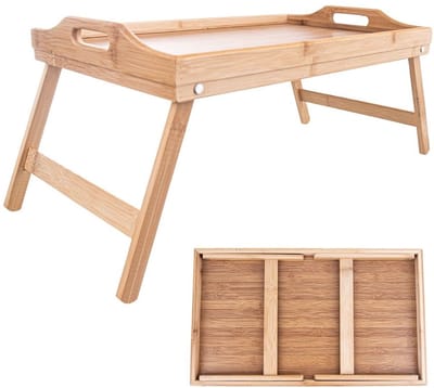 Orion Opvouwbare Bamboe Bedtafel en Laptoptafel met Handvatten 50 x 30 cm