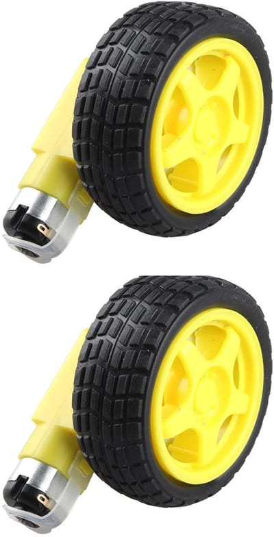 Dailygoody - Set van 2 Dubbele Aandrijfmotoren met Wielen voor Arduino Robot