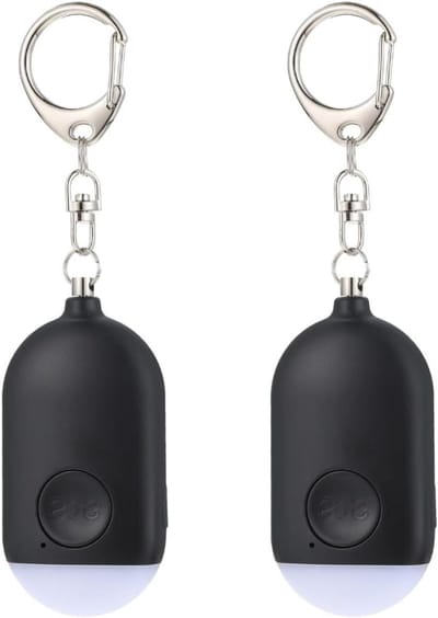 Persoonlijk Alarm - Veiligheidsalarm Noodalarm - Zelfbescherming Buiten - Met LED Zaklamp - 2 Stuks - Zwart