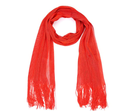 Luxe Lurex Sjaal met Lange Franjes (195x45cm) - Rood