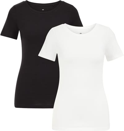 WE Fashion Dames T-shirt van katoenmix, 2-pack