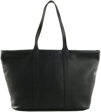 LACOSTE Leren Shopper Schoudertas Shopping Bag Noir Zwart