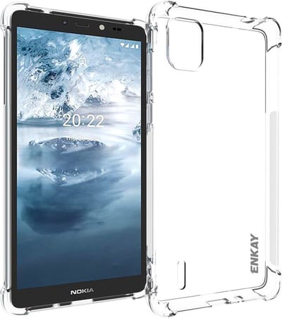 ENKAY Hoesje - Geschikt voor Nokia C2 2E Hoesje - ENKAY TPU Back Cover met AirBag Corners - Transparant