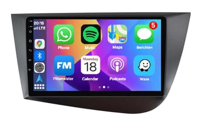 Autoradio 4/64GB met Carplay en Android auto | Geschikt voor Seat Leon 2 2005-2012 | Radio scherm met Navigatie | 2005 2006 2007 2008 2009 2010 2011 2012 | mk2 1p