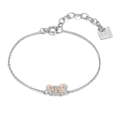 Twice As Nice Armband in zilver, vlinder met zirkonia Zilverkleurig 13cm+3cm