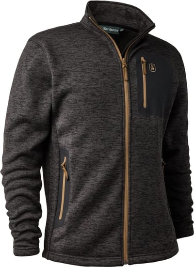 Deerhunter Sarek Knitted Jas- Dark Grey Melange-Winddicht Fleece Outdoor Fleece Maat S