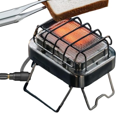 Campingkachel - Buitenfornuis Verwarmer - Kamperen Koken - Dubbele Functionaliteit - 17 x 11.5 cm - Zilver