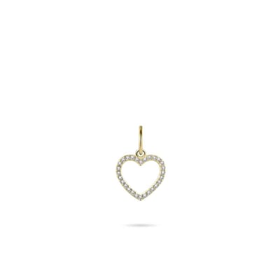 Gisser Jewels - Hanger excl. Collier - Hart gezet met Zirkonia- 14mm x 10mm - 14 Karaat Geelgoud
