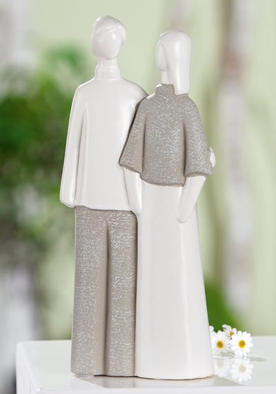 sculptuur liefde verliefde momenten - 5x10x23 cm - kleur grijs wit - keramiek- decoratieve beelden voor relatie