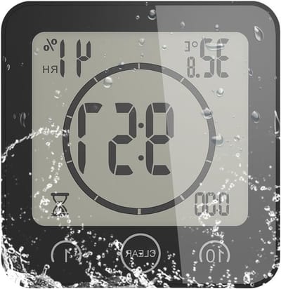 Digitale Doucheklok met Suction Cup, Waterdicht, Alarm, Temperatuur, Vochtigheid en Afteltimer voor Badkamer en Keuken
