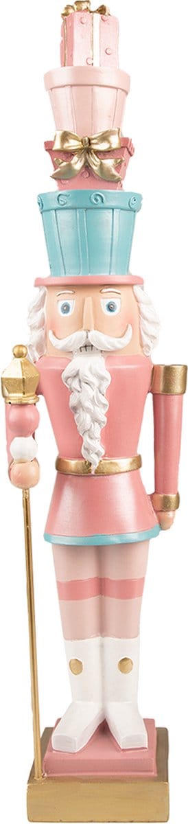 Clayre & Eef Beeld Notenkraker 48 cm Roze Blauw Polyresin Kerstdecoratie