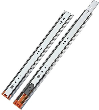 Allecto - Kogellager Ladegeleiders - Automatische Zachte Sluiting - 450 mm - Zilver - Volledig Uittrekbaar - Demping Ladegeleider - 35 kg Laadvermogen