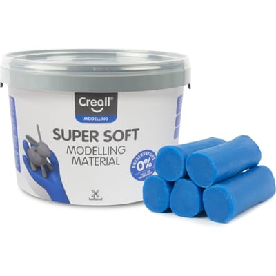 Creall Supersoft boetseerklei - blauw - hersluitbare emmer - 1750 gram - glutenvrij - gemaakt in Nederland