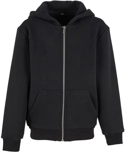 Build Your Brand Fluffy Sweatshirt Met Rits Zwart 122-128 cm Kinderen