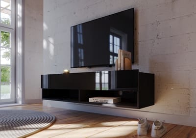 Meubel Square - TV meubel Nivo - Hoogglans Zwart - 140cm - Hangend TV Kast