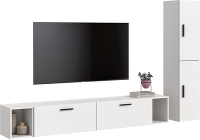 Modulaire woonwand in wit - Ruime opbergoplossing voor elke ruimte - 259cm