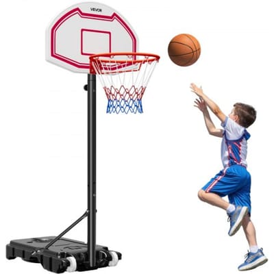 VEVOR Draagbare basketbalstandaard, 1,6 tot 2,1 m hoogte verstelbare basketbalring, verstelbaar basketbalsysteem met nylon net en wielen, draagbare backboardset voor terras aan het zwembad