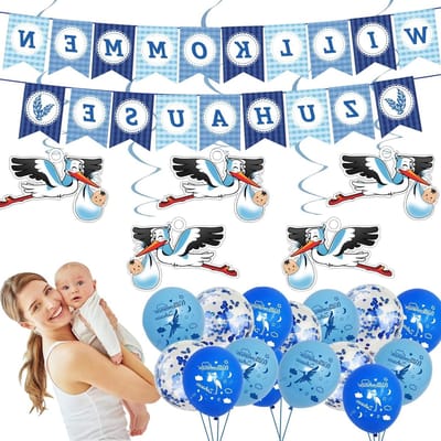 22-delige Welkom Thuis Decoratie voor Baby, Ooievaar Thema, Banner en Versieringen voor Baby- en Peuterkamer