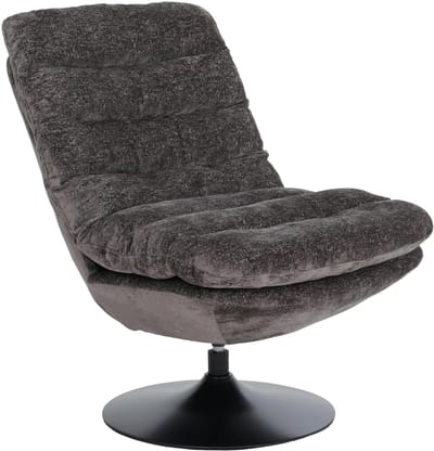 Loungefauteuil MCW-Q29, cocktail-/gestoffeerde-/relaxfauteuil, draaibare fauteuil, chenille (470 g/m²), Oeko-Tex, staal ~ grijsbruin