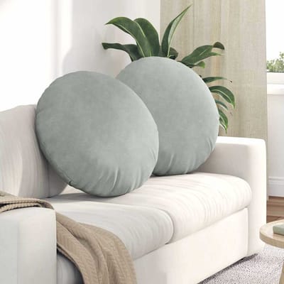 vidaXL - Zitkussens - 2 - st - Fluweel - Lichtgrijs - Ø60 - x - 21 - cm