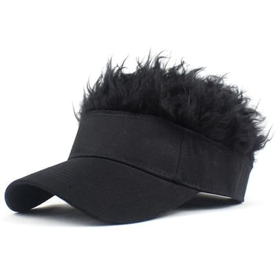 Heren Dames Spikes Haar Pruik Anti-UV Visserhoed Buiten Zonneklep Golf Honkbalpet Sport Hardlopen Zon Hoed Hip-Hop Dans Hoed Vizieren black