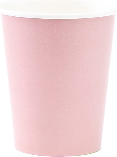 Givi Italia Feestbekers met hoesjes - 8x - lichtroze - papier - 250ml - kinderfeestje - biologisch afbreekbaar