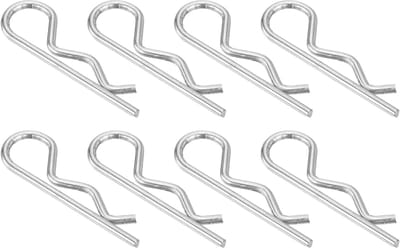 8 stuks 4 mm x 80 mm 304 roestvrij staal R veerclip in R-vorm voor huishoudelijke apparaten sporttoestellen mechanische autoreparaties (zilver)