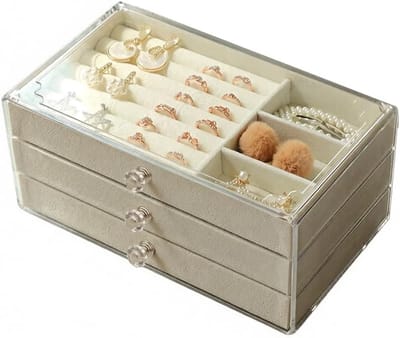 Sieradenorganisator - Opbergdoos Acryl - Sieraden Opbergen - Transparant Ontwerp - 24x14x10.5 cm - Wit