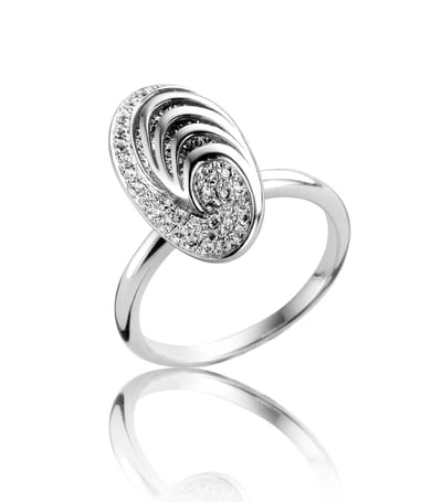 Orphelia Ring Micro Setting Oval Lines Zirconium Zilver 925 R-2088/50
