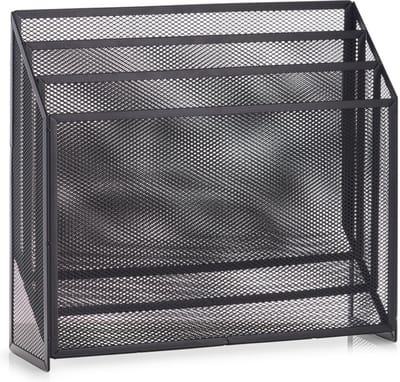 Zeller tijdschriftenrek/houder - zwart - 32 x 30 cm - metaal