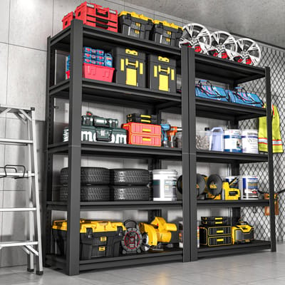 STILVORA Opbergrek - 5-Laags Stelling Met 650 Kg Draagkracht - Voor Garage En Berging - Metaal - 160x80x40 Cm - Zwart