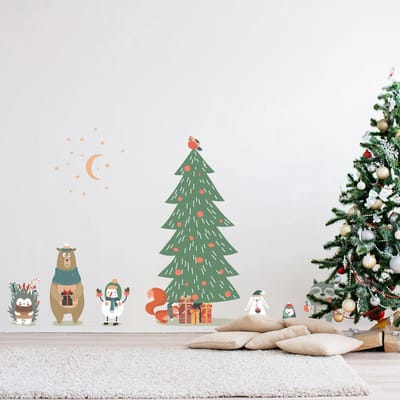 Betoverende dieren kerststickers - Zelfklevende kerststickers - Feestelijke decoraties - 120x80cm