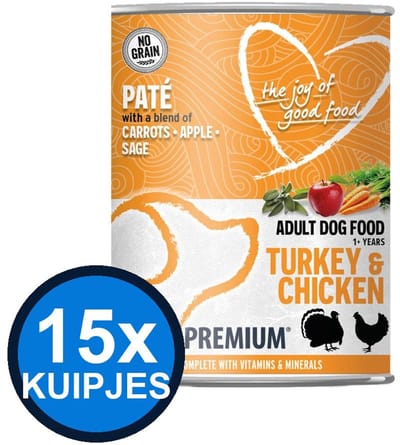15x Euro-Premium - Pate Adult Turkey & chicken - Hondenvoer Natvoer - 400 g