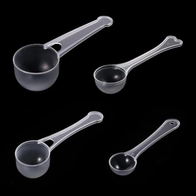 Thijox - Maatlepel set 10g, 5g, 3g, 1g - Transparante doseerlepels voor eiwitpoeder, waspoeder, melkpoeder - 4 stuks maatlepels voor keuken en camping