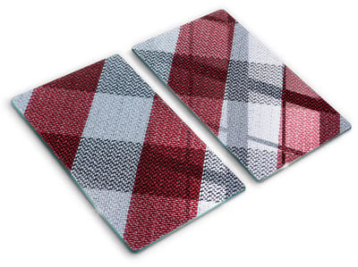 Wallfluent Glazen Snijplanken - Rood en wit geblokt Snijplanken Glas - 2 stucks 30 cm x 52 cm - Wit Snijplanken van Glas - Snijplank van Glas - Hygiënische Snijplank van Glas - Antislip Hakplank van Glas