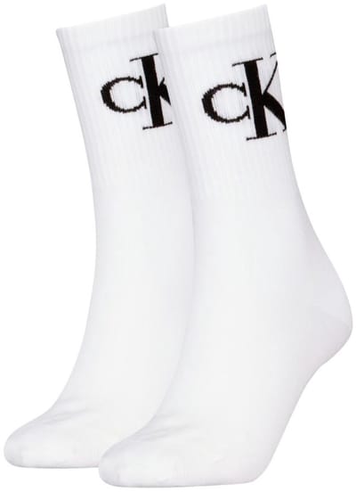 Calvin Klein 2-paar Crew dames sokken - Logo - katoen - 38 - Wit