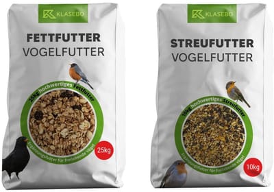 Set Vogelvoer Het Hele Jaar Door 35kg - Strooivoer 10 kg, Vetvogelvoer-Mengsel 25 kg
