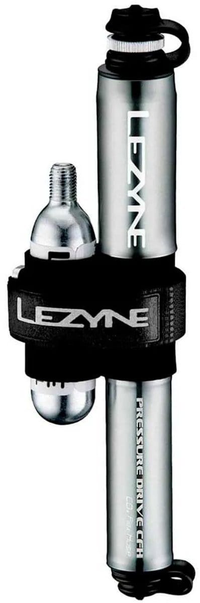 Lezyne Pressure Drive CFH - Handpomp / Co2 Dispenser - Fietspomp - Tot 8.3 bar - Presta en Schrader ventielen - Aluminium - Grijs