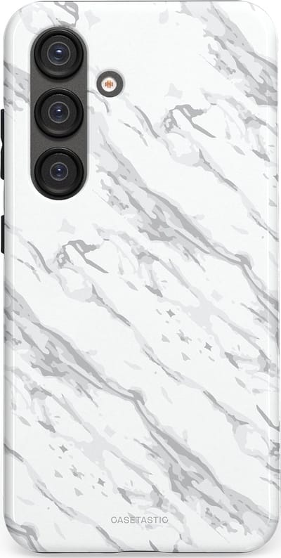 Casetastic hoesje geschikt voor Samsung Galaxy S25 - Dubbellaagse bescherming - Arctisch Marmer - Fashion Case - Wit Lichtgrijs