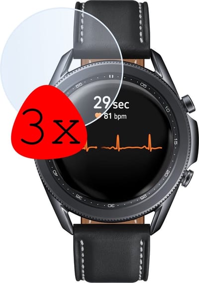 Screenprotector - 3 Stuks Geschikt voor Samsung Galaxy Watch 3 41 mm - Extra Sterk - Tempered Glass - Gehard Glas - Beschermglas Screen Cover - Bescherm Protector voor Smartwatch