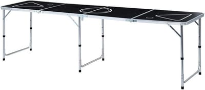 Opvouwbare Tafel - Feesttafel Drinkspel - Feestelijke Bijeenkomsten - Verstelbare Hoogte - 240 cm Lang - Zwart