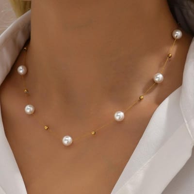 18k Goud Verguld 1 Stuks Roestvrij Staal Kralenketting, Geschikt Voor Dagelijks Gebruik En Vakantiecadeaus Voor Vrienden