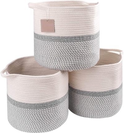 Famanu – Set van 3 geweven opbergkubussen – 13×13 inch – Stoffen manden voor kubuskast en plank