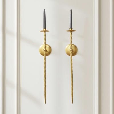 Set van 2 Grote Gedraaide Wandkandelaars 59.8cm - Metalen Wandmontage Kaarsenhouders Decoratie