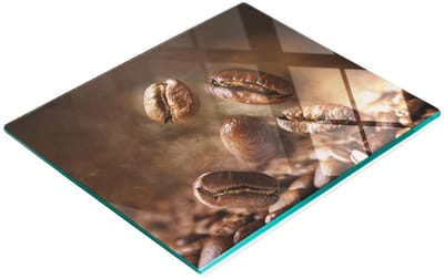 Multifunctionele decoratieve glazen snijplank voor in de keuken, koffiebonen rookmotief, 60x52 cm